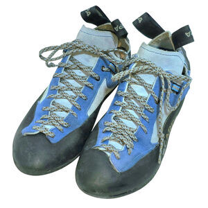 Scarpa Techno Lady Climbing Shoe Womens Suede Leather Sz 8 2/3 Blue 2 Tone Lace